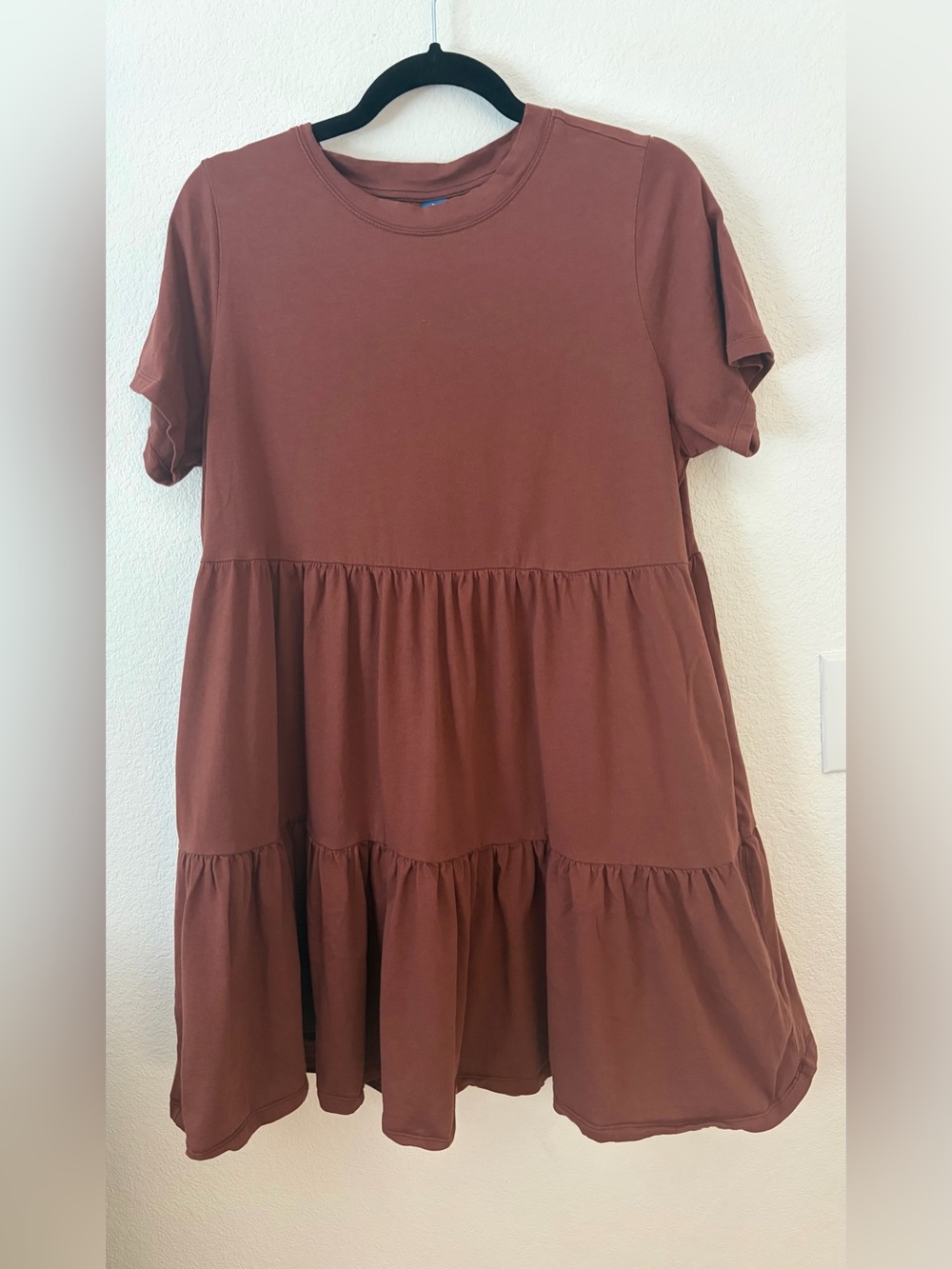 Old Navy Women’s Size L Tiered Short-Sleeve Dress - Brown